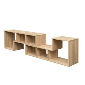 55 in. Ivory Double L-Shaped TV Stand Display Shelf Bookcase for Home Furniture