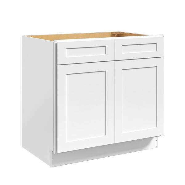 36 in. W. x 24 in. D x 34.5 in. H in Shaker Grey Plywood Ready to Assemble Sink Base Cabinets with Shelf