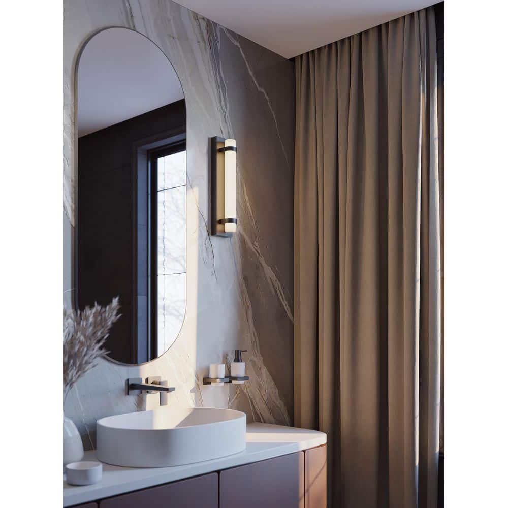 Miami 18 in. 1-Light Black Integrated LED Vanity Light with White Acrylic Shade price history on PriceWatchPro