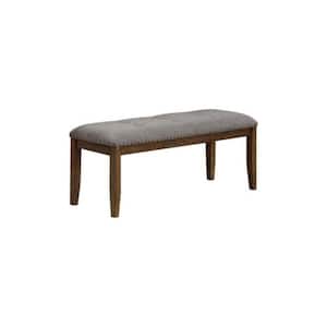 16 in. Brown and Gray Backless Bedroom Bench with Button Tufting