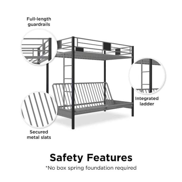 Dhp Sunrise Silver Metal Twin Over, Dorel Twin Over Futon Bunk Bed Instructions