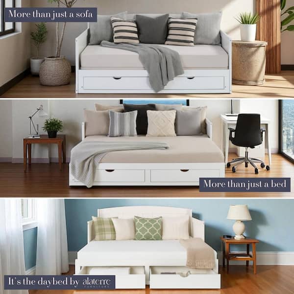 Harmony 1-Piece White Twin Daybed with King Conversion