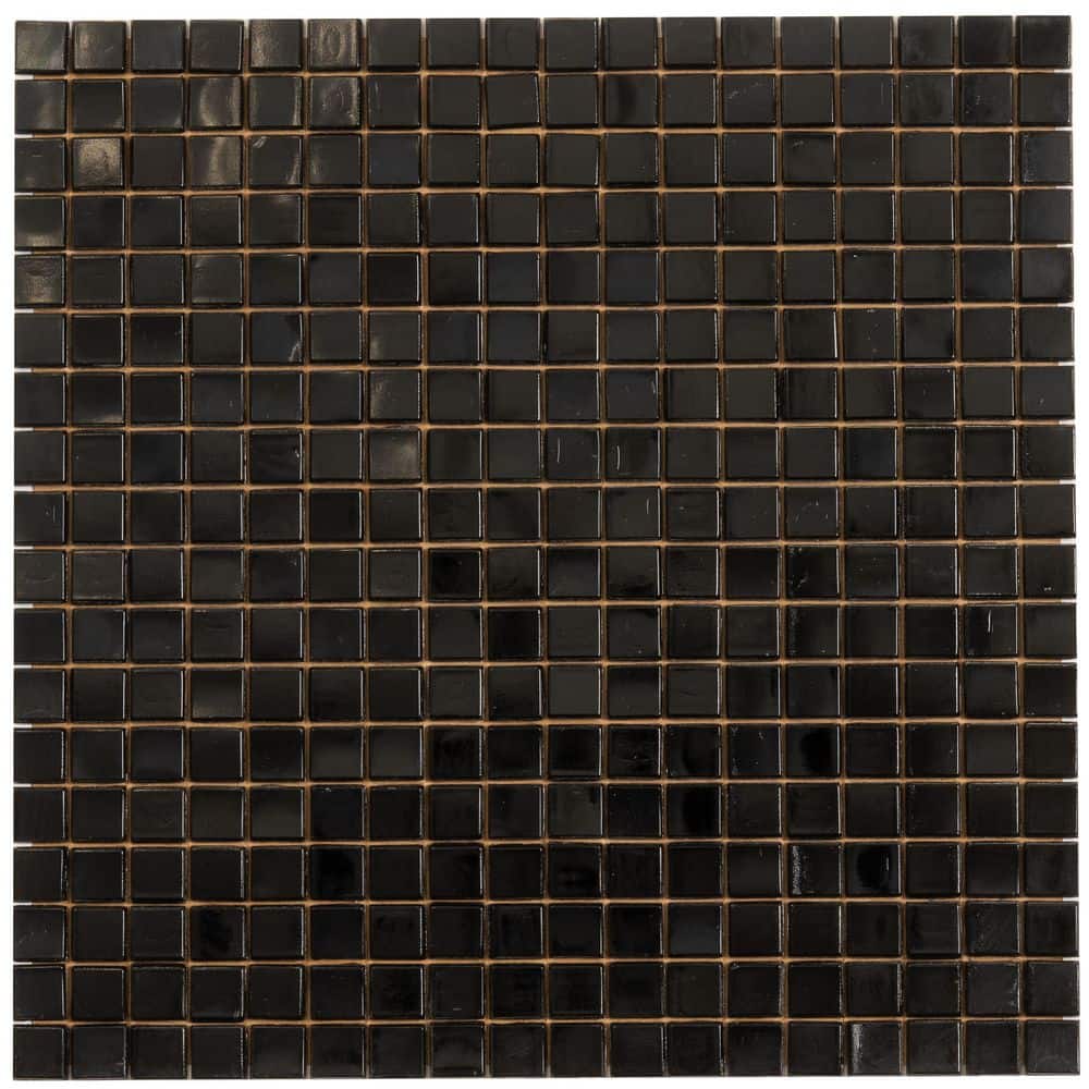 Skosh 4 in. x 6 in. Glossy Rich Black Glass Mosaic Uniform square Wall & Floor Sample Tile (0.13 sq. ft./Piece) (1-Pack) price history on PriceWatchPro