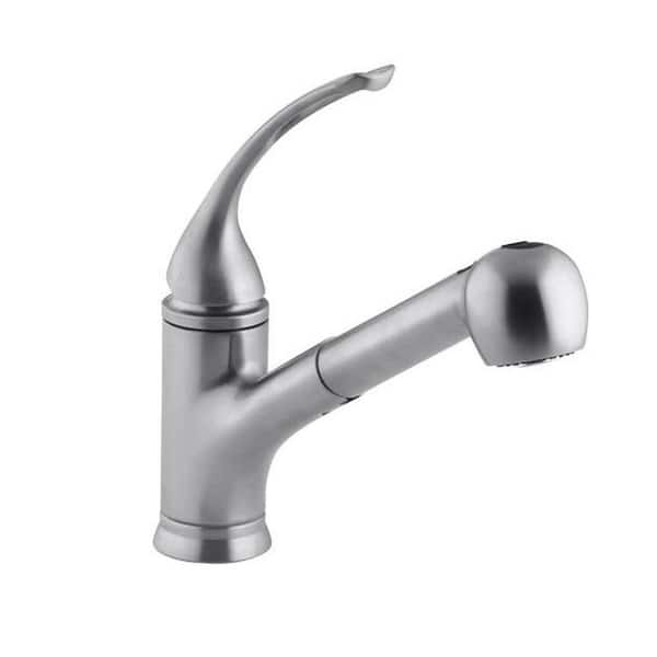 KOHLER Coralais Single-Handle Pull-Out Sprayer Kitchen Faucet In Brushed Chrome