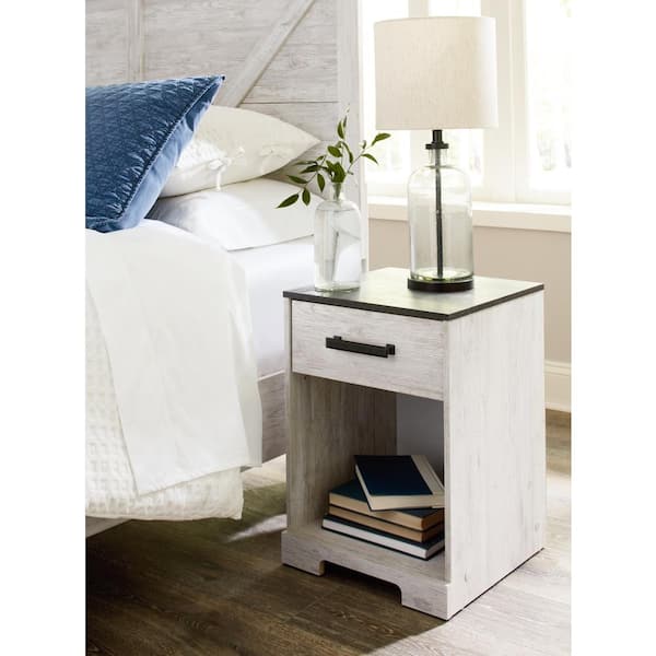 Shawburn Whitewash/Gray 1-Drawer 19.61 in. W Nightstand