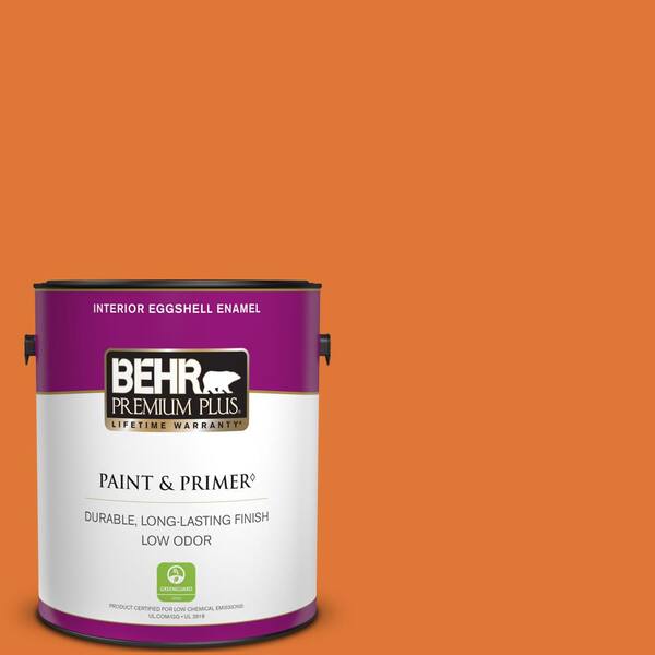 BEHR PREMIUM PLUS 1 gal. #240B-7 Carrot Stick Eggshell Enamel Low Odor Interior Paint & Primer