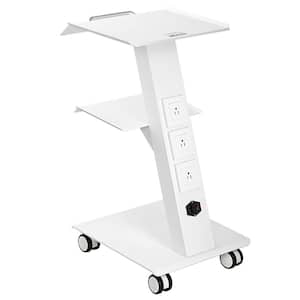 Lab Trolley, Rolling Lab Cart with Built-in Socket, 3-Layer Metal Mobile Trolley, Tray Rolling Clinic Cart Kitchen Cart