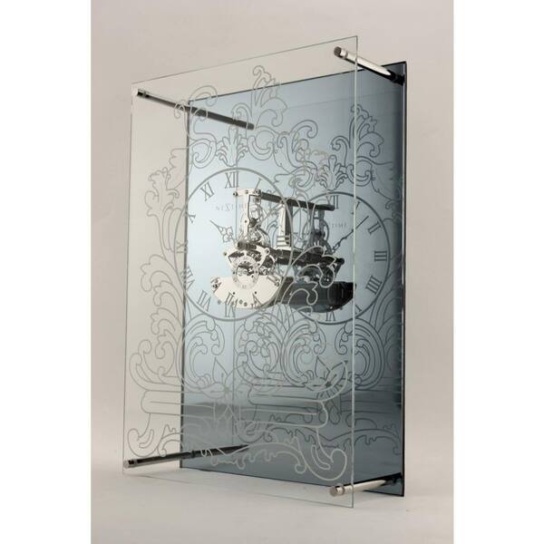 Nextime 14.37 in. x 9.84 in. Glass and Metal Wall Clock-DISCONTINUED