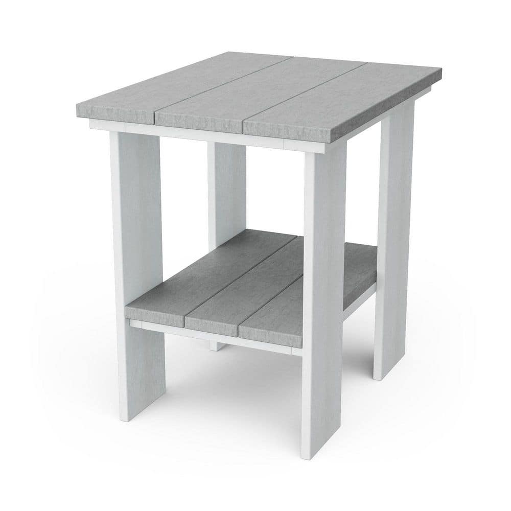 Contemporary Light Gray and White HDPE Plastic Outdoor Side Table price history on PriceWatchPro