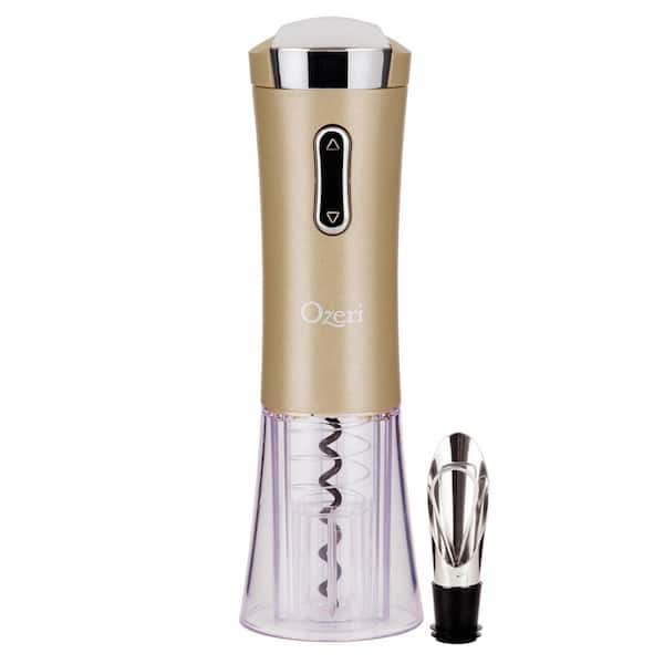 Ozeri Nouveaux II Electric Wine Opener in Gold, with Free Foil Cutter, Wine Pourer and Stopper