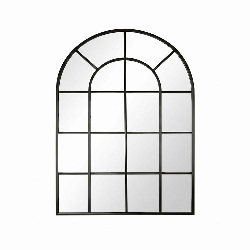 Black 30 in. W x 40 in. H Arched Aluminum Alloy Framed Windowpane Decorative Wall Bathroom Vanity Mirror price history on PriceWatchPro