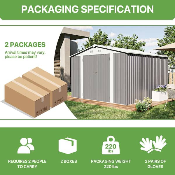 Sizzim 10 ft. W x 10 ft. D Storage Metal Shed with 4 Air Vents