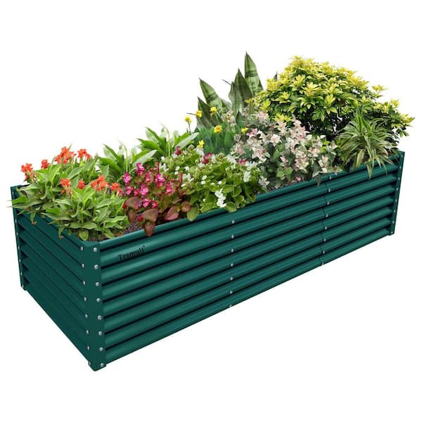 8 x 3 x 2 ft. Galvanized Steel Rectangle Outdoor Raised Garden Beds Anti-Rust Metal Planter Box for Garden (1-Pack)