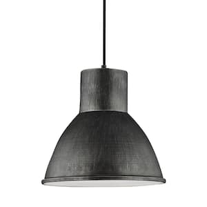 Division Street 15 in. W. 1-Light Weathered Gray Hanging Pendant