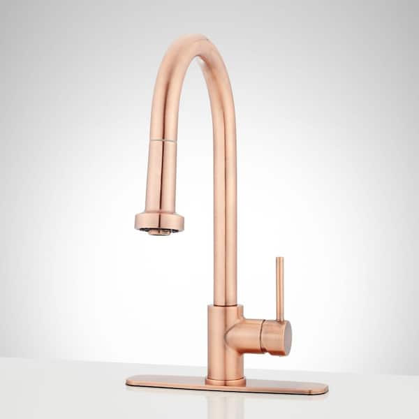 SIGNATURE HARDWARE Ridgeway Single Handle Pull Down Sprayer Kitchen Faucet with Escutcheon in Stainless Steel