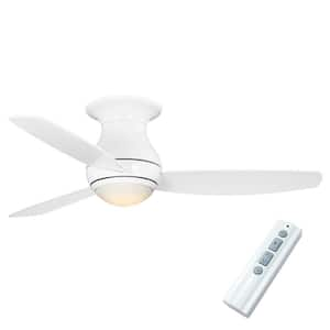 Curva Sky 52 in. Outdoor Matte White Hugger Ceiling Fan with LED Light and Remote Control