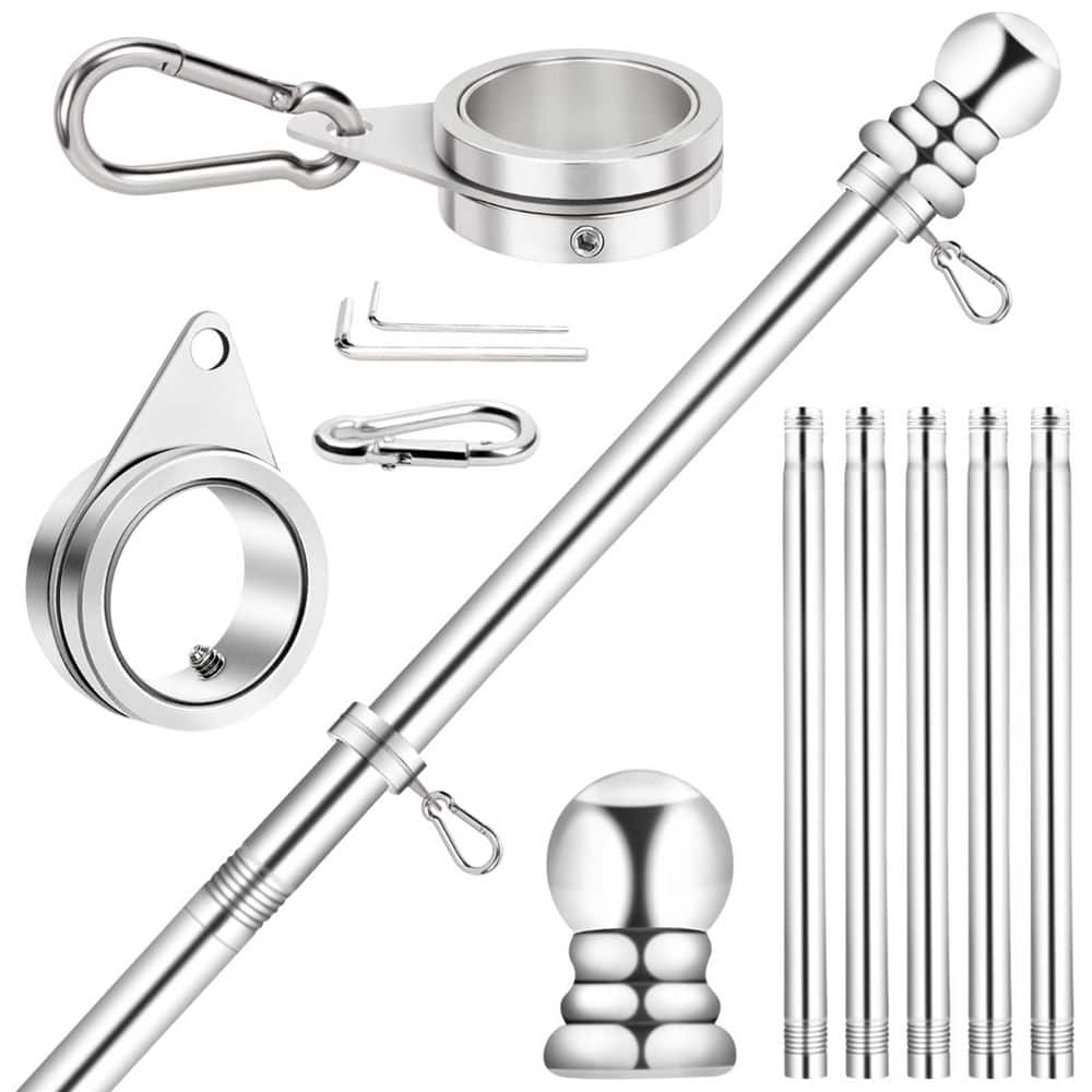 1 in. Adjustable Stainless Steel Flagpole Kit Spinning Flag Pole with 360 Degree Tangle Free Rings for House price history on PriceWatchPro