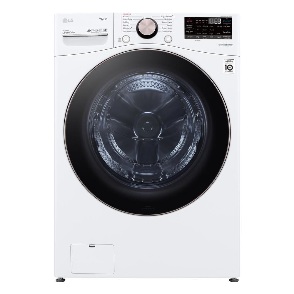 LG Electronics 27 in. 4.5 cu. ft. White Ultra Large Capacity Front Load Washer with TurboWash 360 Steam WM4000HWA - The Depot