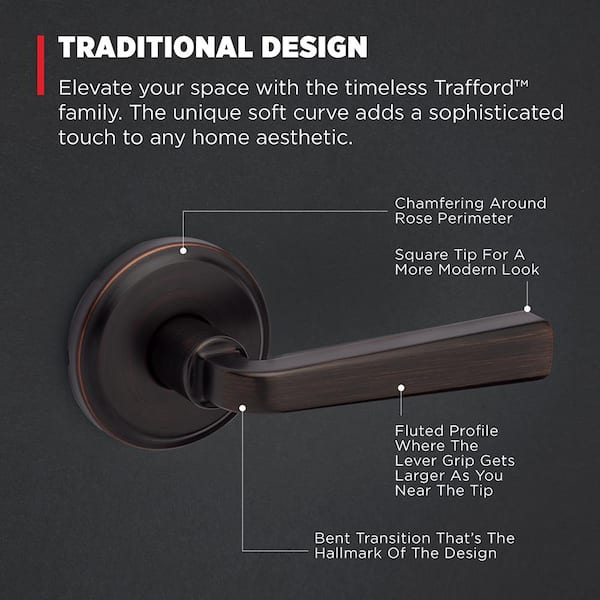 Kwikset Trafford Venetian Bronze Reversible Hall Closet Bedroom