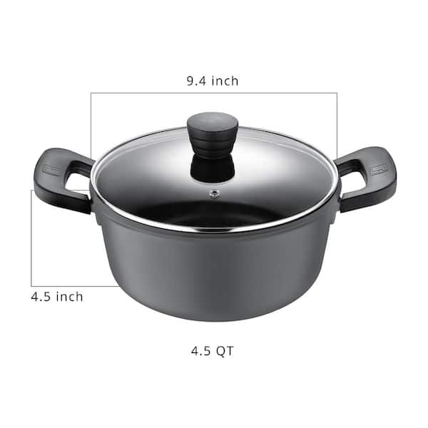 BERGNER 7.3 qt. Round Aluminum Dutch Oven in Black with Lid BGUS12028BLK -  The Home Depot