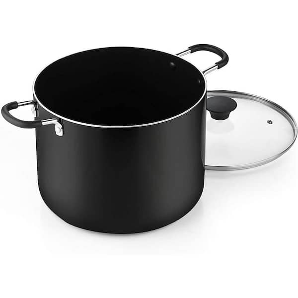Cooks Standard Stockpot with Glass Lid, 8-Quart Classic Hard Anodized  Nonstick Soup Pot, Black 