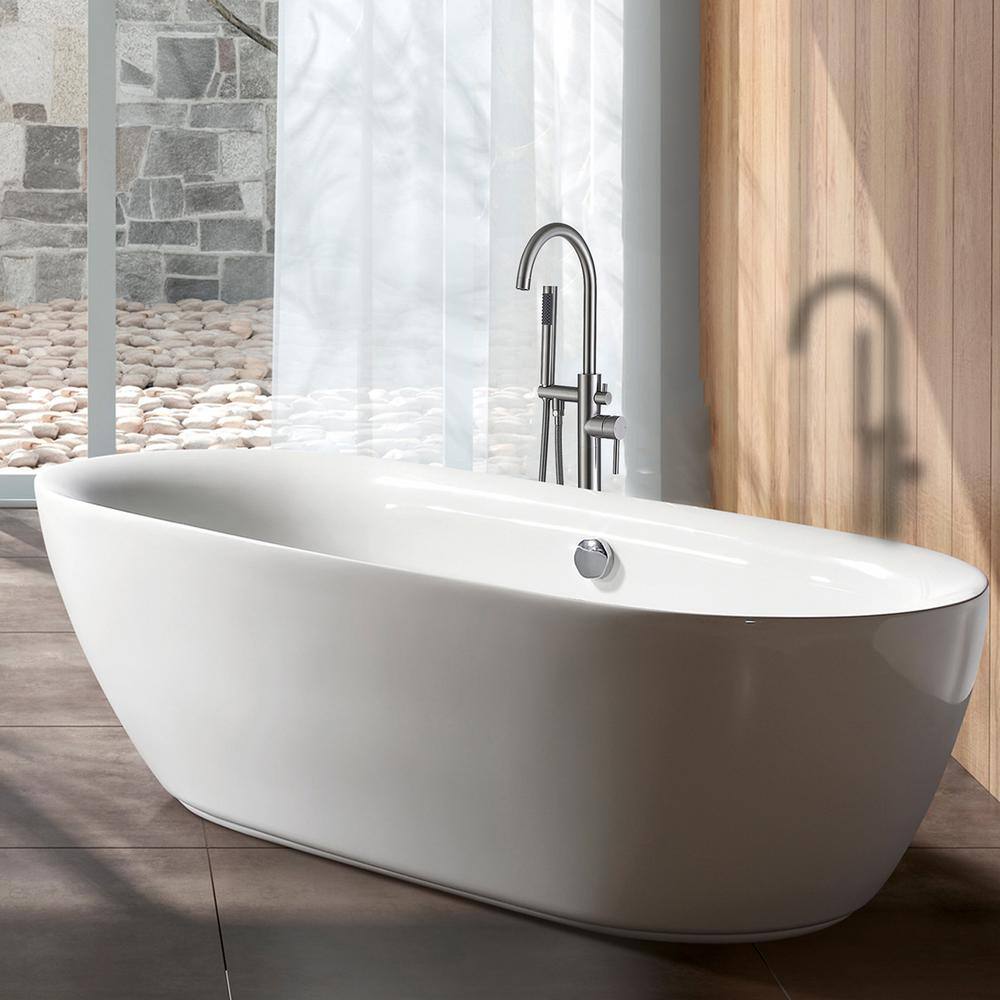 Brushed Nickel Freestanding Tub Faucet with Hand Shower
