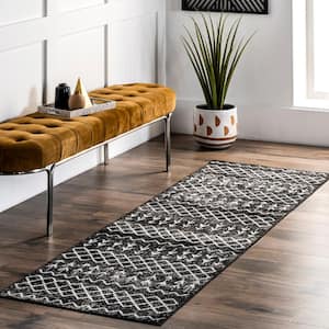 Malia Machine Washable Moroccan Gray 3 ft. x 8 ft. Transitional Runner Rug