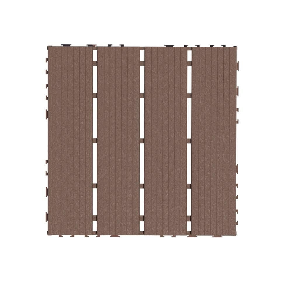 Plastic Floor Pavers Interlocking Deck Tiles 12 in. x 12 in. Striped Patter