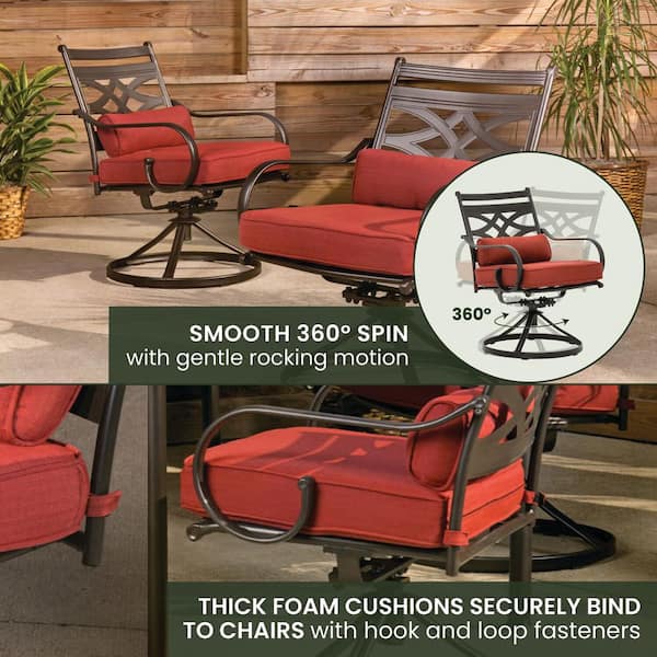 Hanover Montclair 7-Piece Steel Outdoor Dining Set with Chili Red