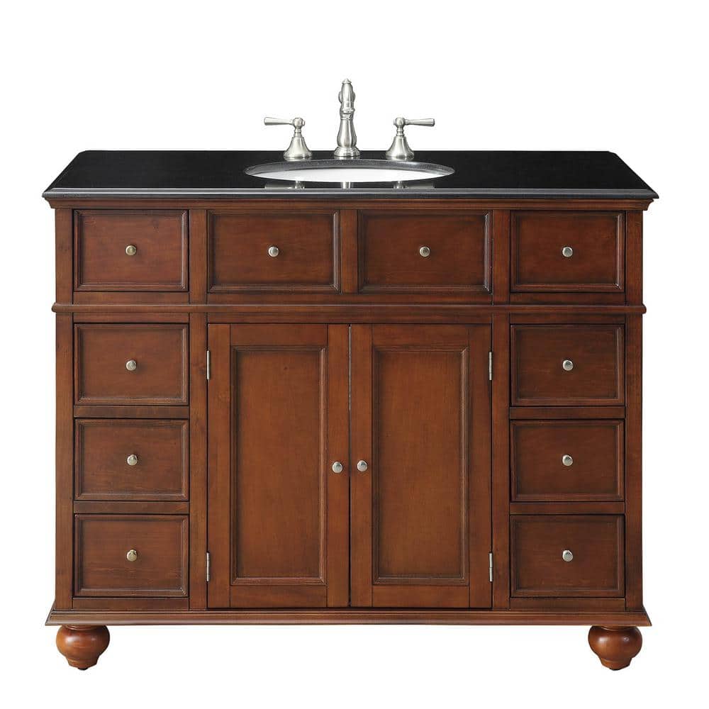 Hampton Harbor 44 in. W x 23 in. D x 35 in. H Single Sink Freestanding Bath Vanity in Sequoia with Black Granite Top price history on PriceWatchPro