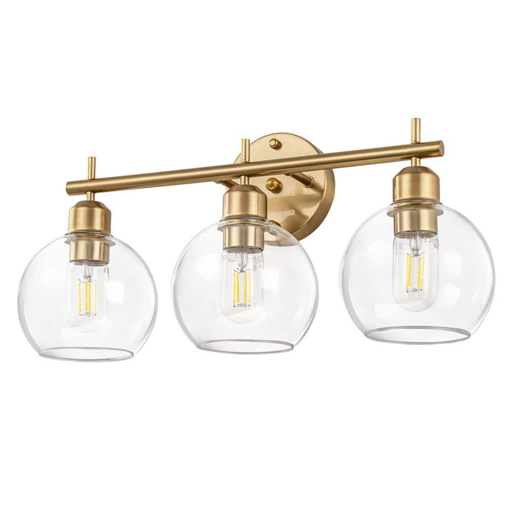 GoYeel 20.08 in. 3-Light Modern/Contemporary Gold Bathroom Vanity Light ...