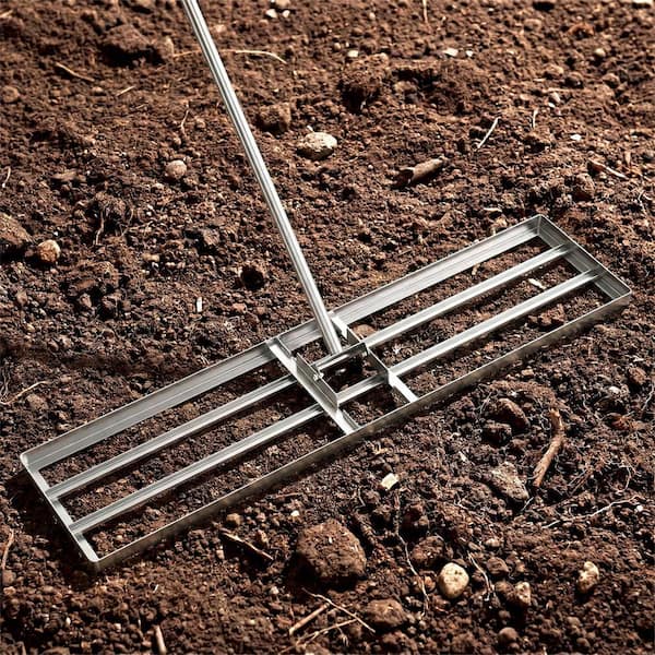 Lawn Leveling Rake 67 in. x 42 in. x 10 in. Heavy Duty Level Lawn Tool for Garden Backyard/Lawn Silver