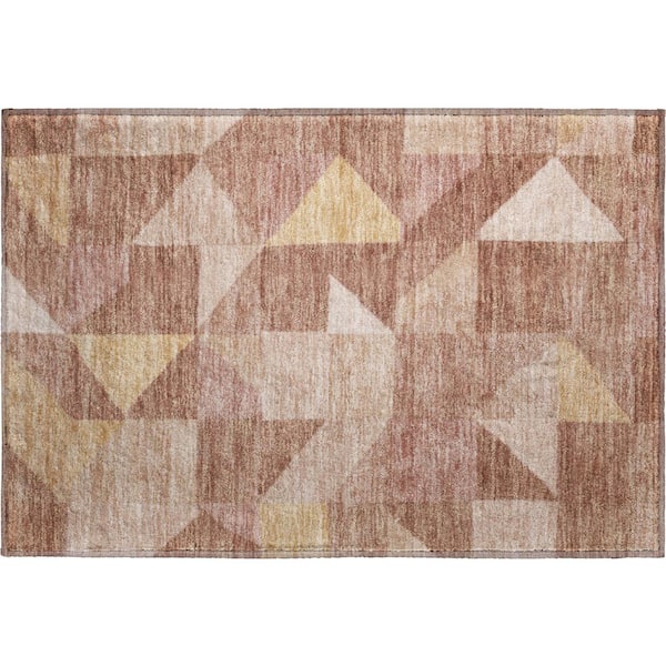 Mayfield Premium Machine Washable Abstract AMF2373 Blush 3 ft. x 4 ft. Area Rug