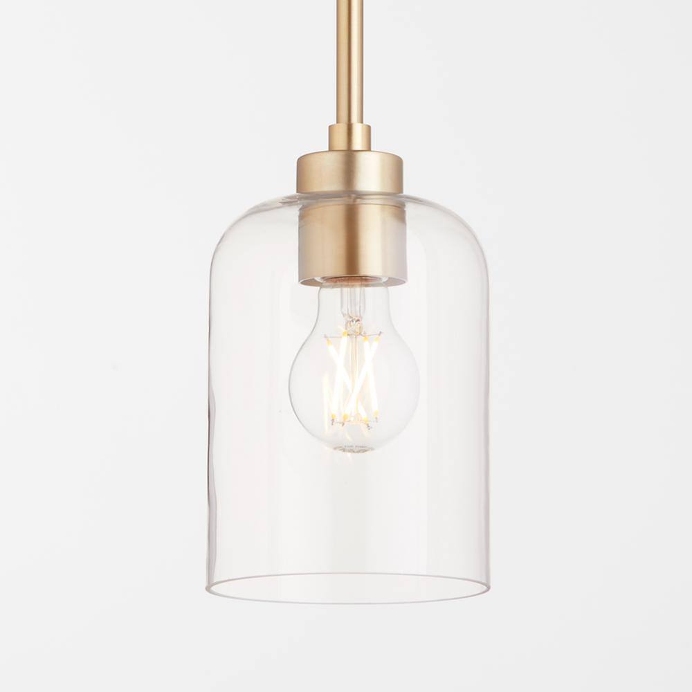 Aged Brass and Clear Glass 1-Light Pendant