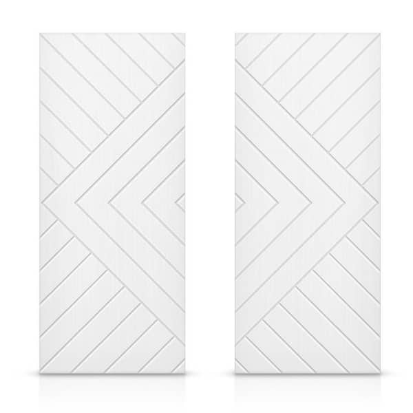 CALHOME 84 in. x 96 in. Hollow Core White Painted Composite MDF Interior Double Closet Sliding Doors