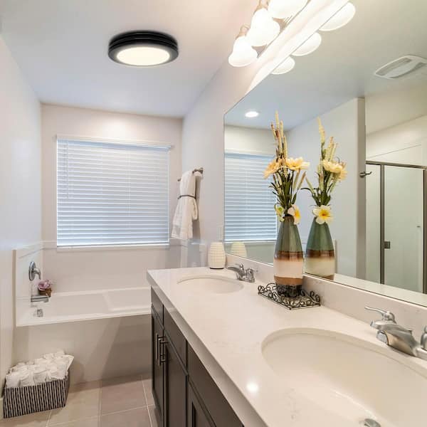 Bathroom Exhaust Fan with Light, 80 CFM 2-Sones, 15-Watt Dimmable 3000K/4000K/5500K 3CCT LED Light (Matte black)