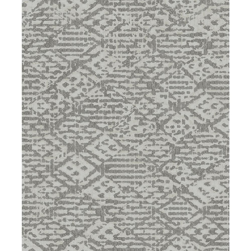 Helene Pewter Glitter Geometric Gray Wallpaper Roll