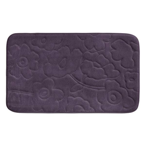 BounceComfort Stencil Floral Plum 20 in. x 34 in. Memory Foam Bath Mat