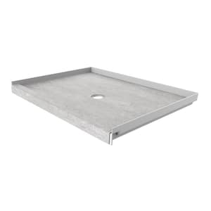 34 in. L x 48 in. W Single Threshold Alcove Shower Pan Base with Center Drain in Tundra