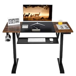 48 in. Rectangular Black Electric Wood Sit to Stand Desk Adjustable Workstation Computer Desk w/Keyboard Tray