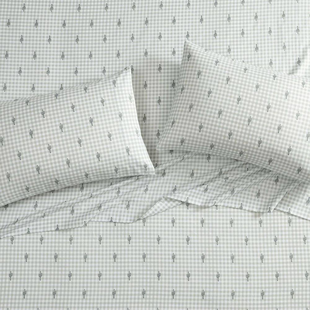 Green Plaid Cactus Twin Microfiber Bedding Set