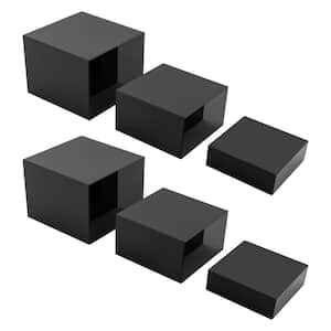 Black 3-Different Sizes Modern Rectangular Display Stands with Hollow Bottoms Set of 6