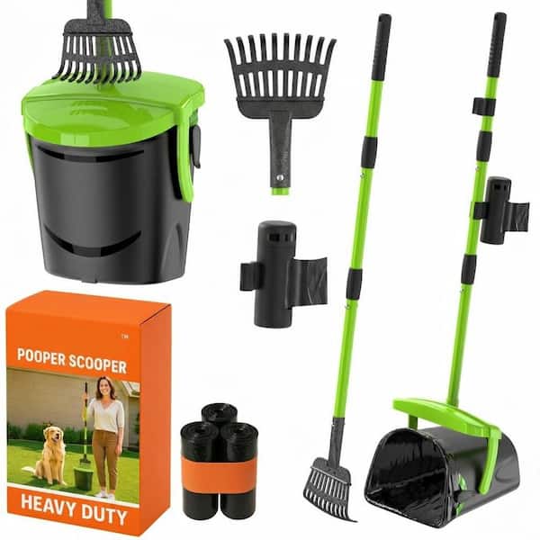 Misopily 40 in. Dog Pooper Scooper with Bag Attachment Long Handle