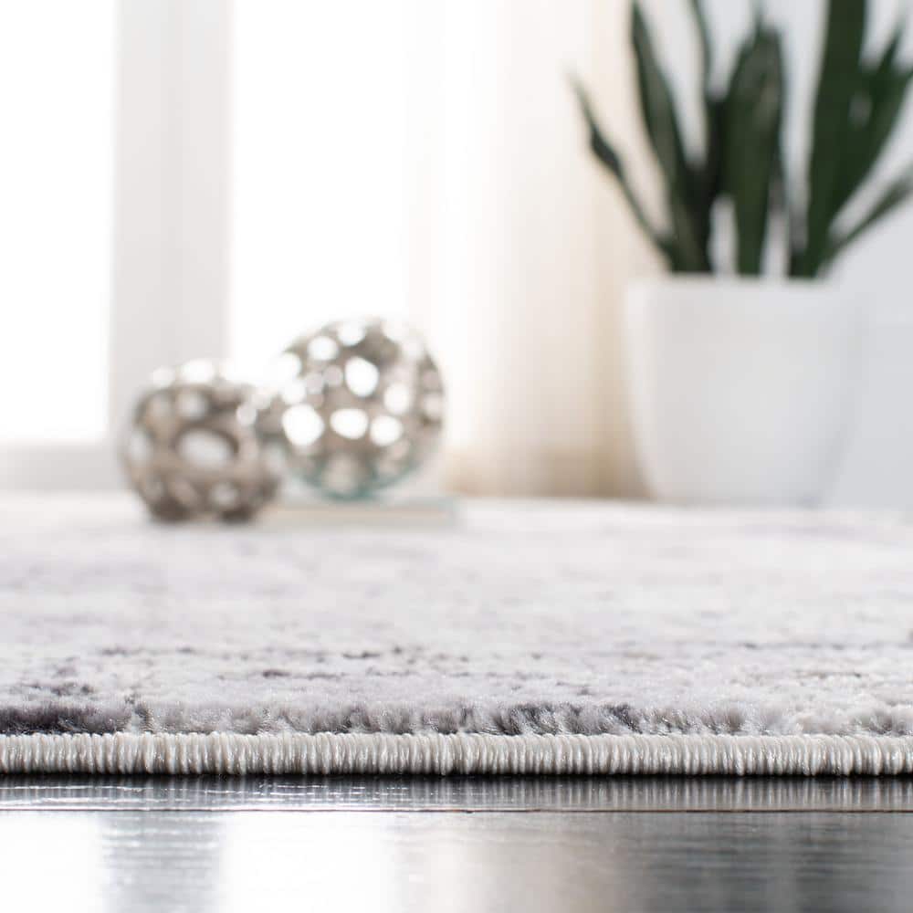 Gray and Charcoal Rectangular Synthetic Area Rug