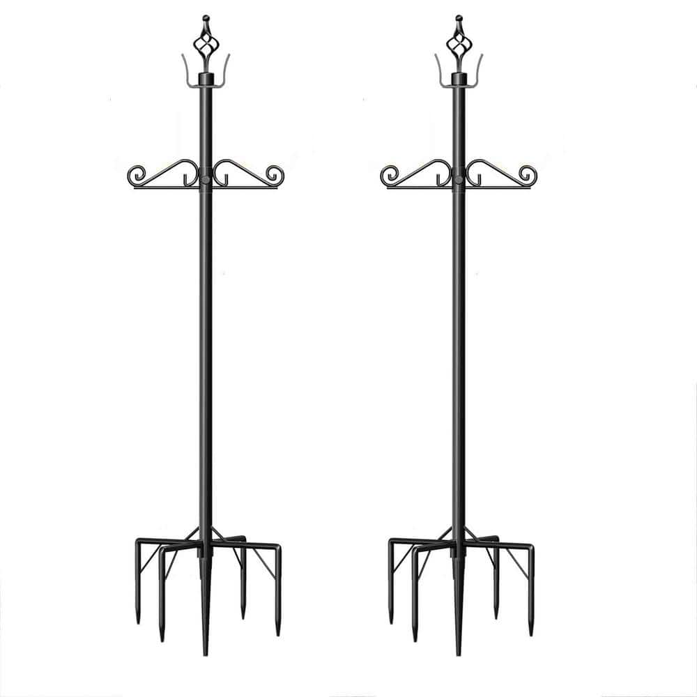 120 in Black String Light Poles, Adjustable Shepherds Hook, Outdoor