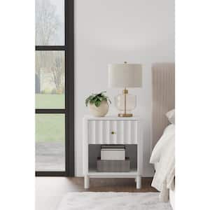Stapleton 1-Drawer White Nightstand (26 in. H x 22 in. W x 15 in. D)