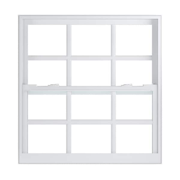 American Craftsman 35.875 in. x 37.25 in. 70 Series White Single Hung Low-E Argon SC Glass Vinyl FL Flange Window with Grids, Screen Incl