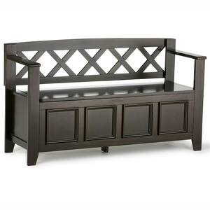 Amherst Solid Wood 48 in. Wide Transitional Entryway Storage Bench in Dark Brown