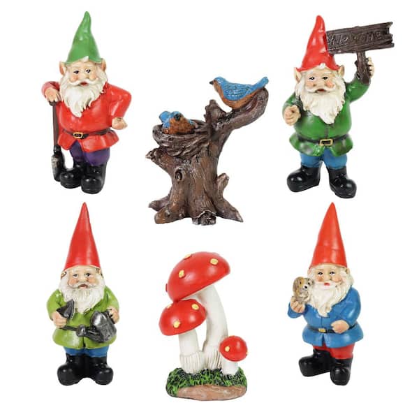 Miniature Gnomes For Fairy Garden Accessories Kit With Mushroom Decor 6 piece 