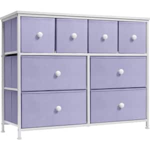 Drawer Purple Dresser Steel Frame Wood Top Easy Pull Fabric Bins 11.81 in. L x 39.37 in. W x 30.7 in. H 8